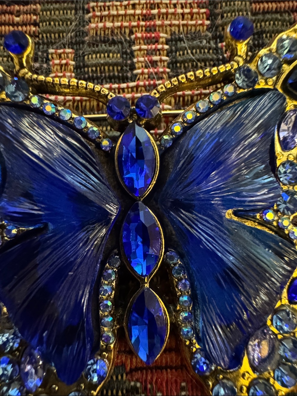 Aratta Silent Journey Blue Crystal Butterfly Brooch Nwot View 2